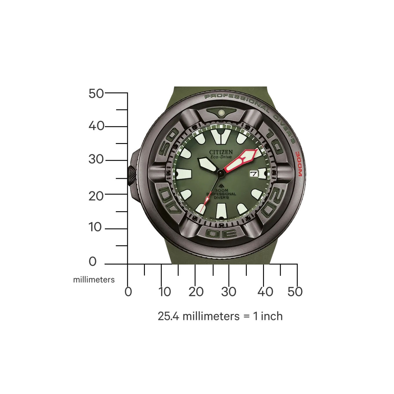 BJ8057-17X Promaster Professional Diver 300 Herren Gummiband (Urethan) | grün | ø 44mm