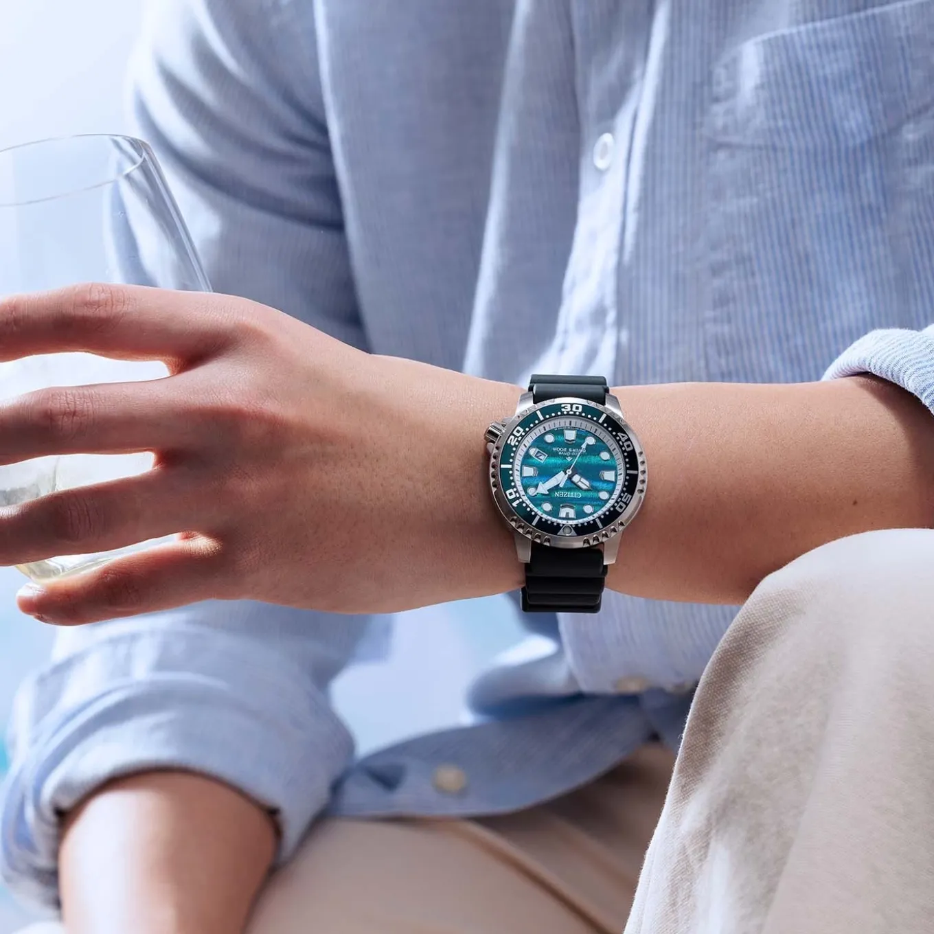 BN0167-09W Blue Ocean Herren Gummiband (Urethan) | blau | ø 44mm