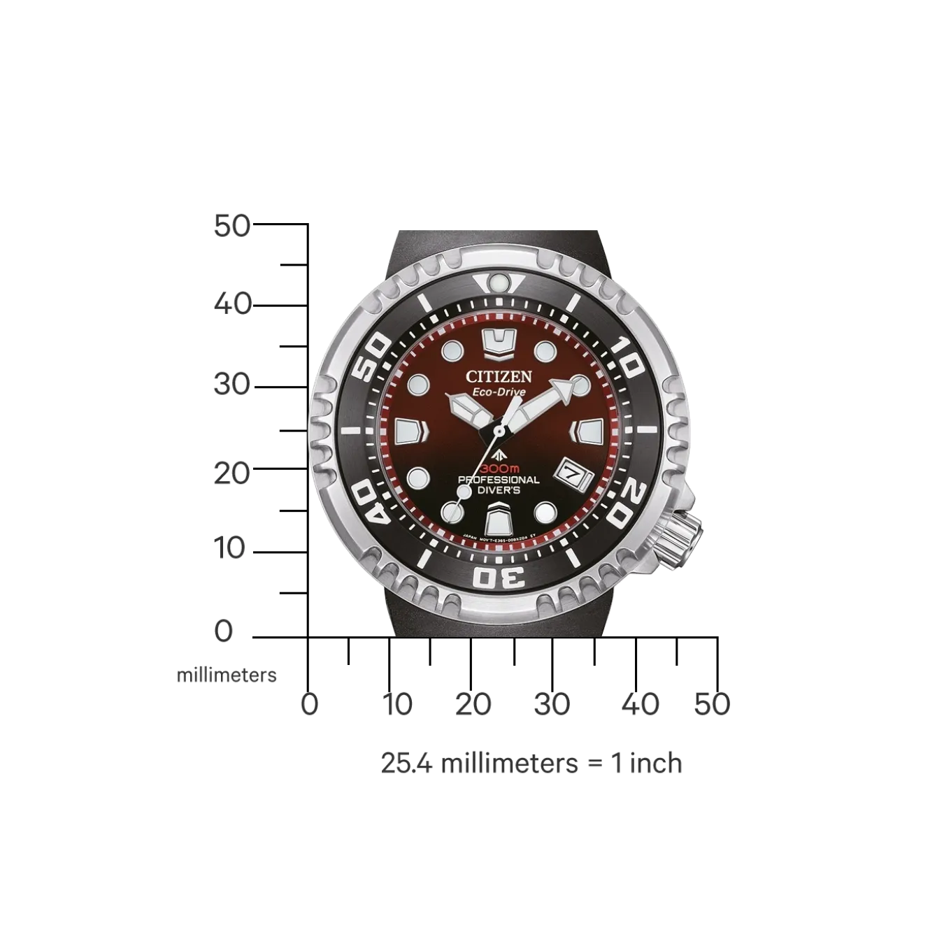 BN1024-01Z Prof. Diver 300 Herren Gummiband (Urethan) | rot | ø 46mm