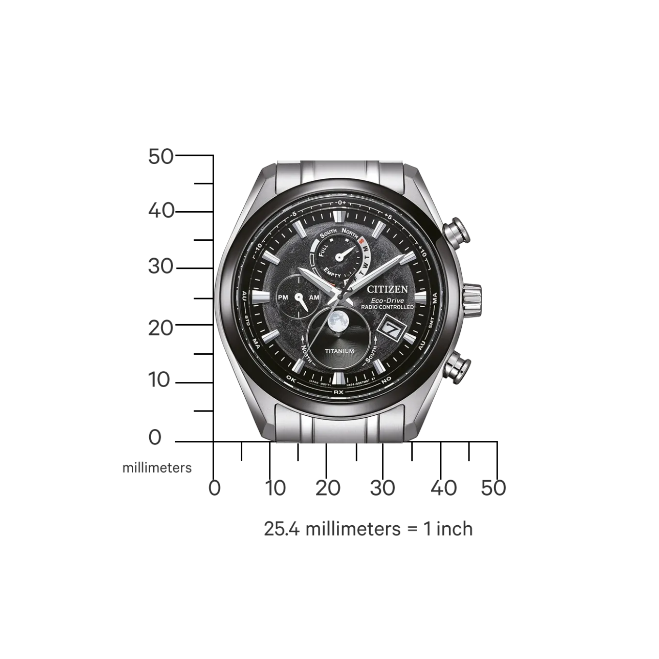 BY1018-80E Tsuki-yomi Herren Super Titanium ™ | schwarz | ø 43mm