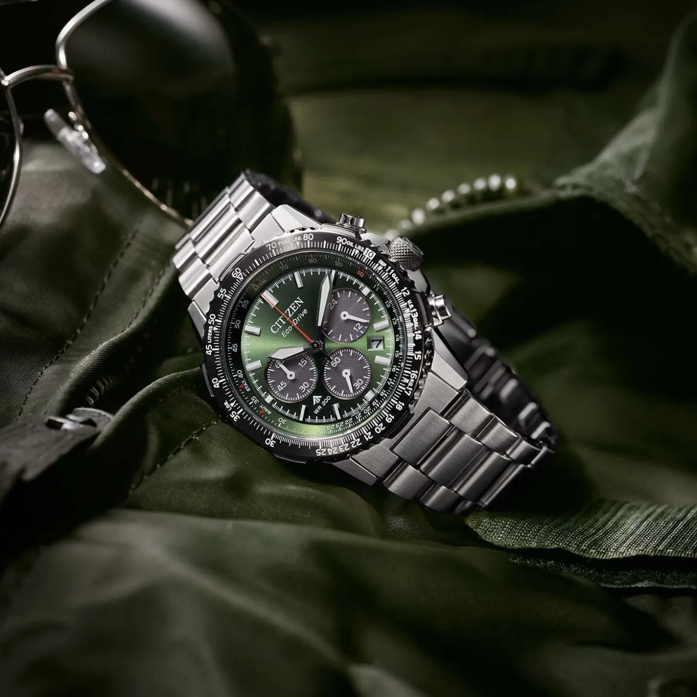 CA4664-60W Promaster Eco-Drive Herren Edelstahl | grün | ø 40mm