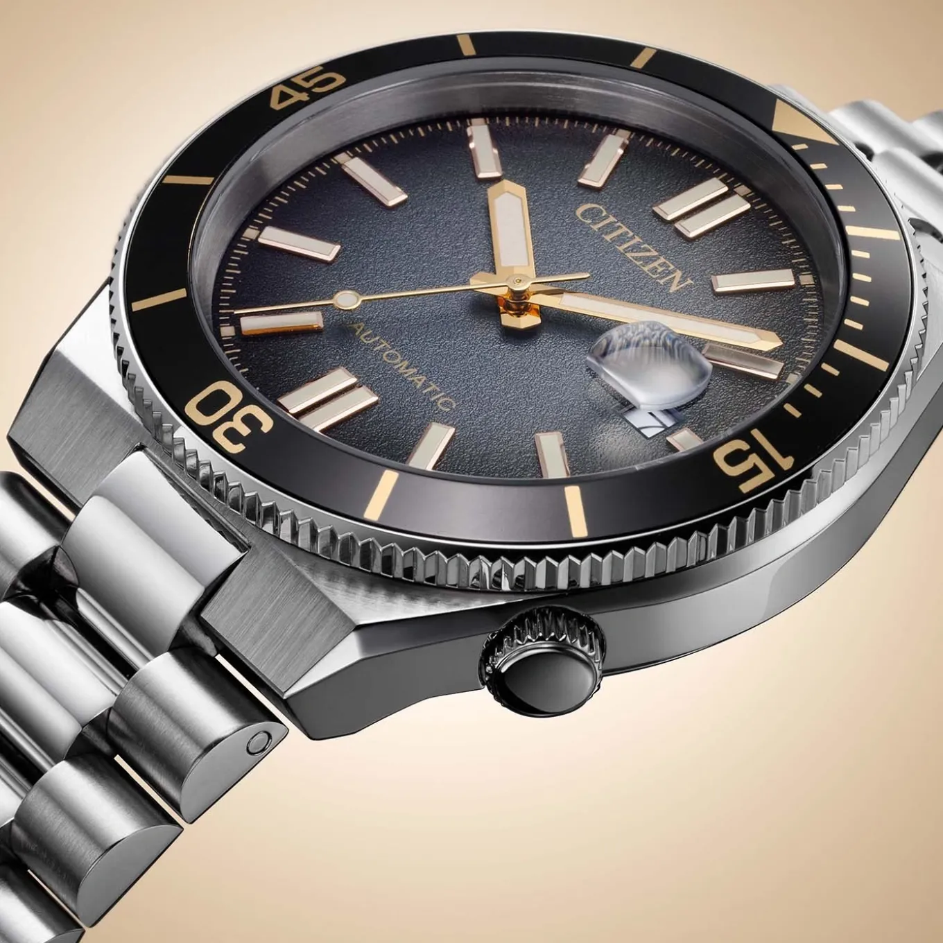 NJ0238-57E TSUYOSA-Shore Herren Edelstahl | schwarz | ø 40mm