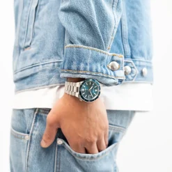 NJ0231-56L               Herren Edelstahl | blau | ø 40mm
