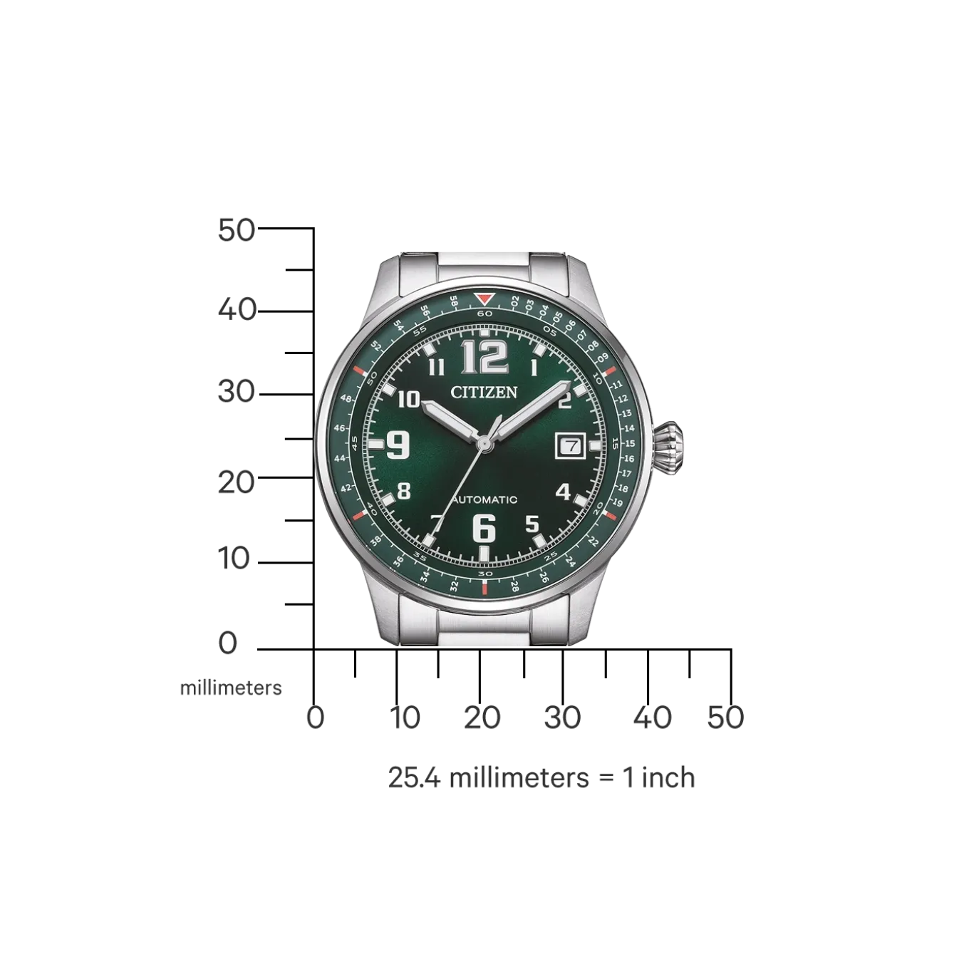 NJ0190-51X Herren Edelstahl | grün | ø 40mm