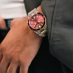 NJ0234-58X               Herren Edelstahl | rot | ø 40mm